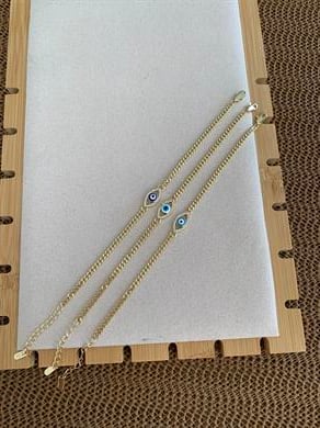 Vip Gold İnce Klasik Zincirli Göz Nazar Bileklik