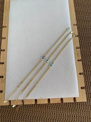 Vip Gold İnce Klasik Zincirli Göz Nazar Bileklik