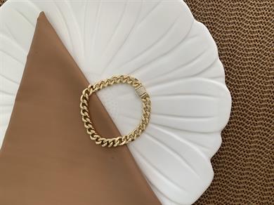 Vip Gold İnce Klasik Zincirli Zirkon Taşlı Gurmet Bileklik