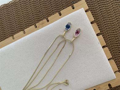 Vip Gold İnce S Zincirli Cam Nazar Göz Kolye