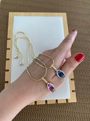 Vip Gold İnce S Zincirli Cam Nazar Göz Kolye