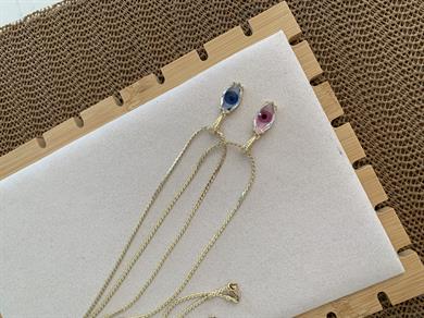 Vip Gold İnce S Zincirli Cam Nazar Göz Kolye