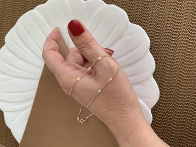 Vip Gold İnce Zincir Pırıltılı Ezme Kolye