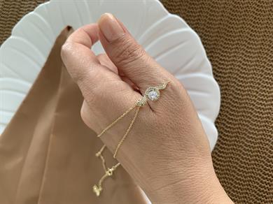 Vip Gold İnce Zincir Zirkon Taş Tek Taşlı Yılan Kolye