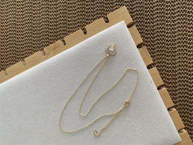 Vip Gold İnce Zincir Zirkon Taşlı Kalp Kolye