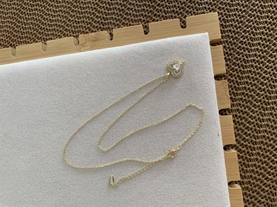 Vip Gold İnce Zincir Zirkon Taşlı Kalp Kolye