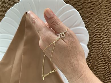 Vip Gold İnce Zincir Zirkon Taşlı Yılan Kolye