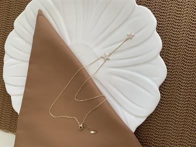 Vip Gold İnce Zincir Zirkon Taşlı Yıldız Y Kolye