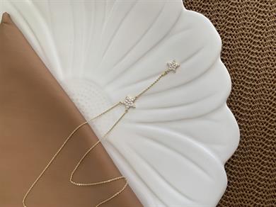 Vip Gold İnce Zincir Zirkon Taşlı Yıldız Y Kolye