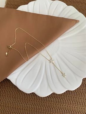 Vip Gold İnce Zincir Zirkon Taşlı Yıldız Y Kolye