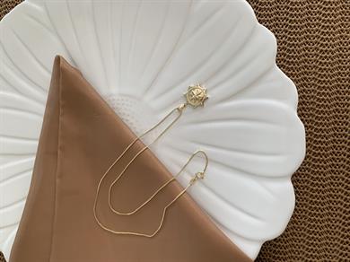 Vip Gold İnce Zincirli Gömme Taşlı Kutup Yıldızı Kolye