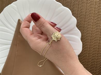 Vip Gold İnce Zincirli Gömme Taşlı Kutup Yıldızı Kolye