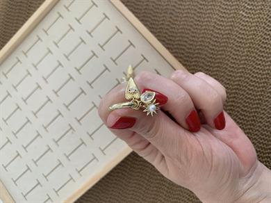 Vip Gold İnci Tek Taşlı Kalp Charm Halka Küpe