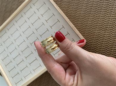 Vip Gold Kalın Bombeli Ezme Halka Küpe