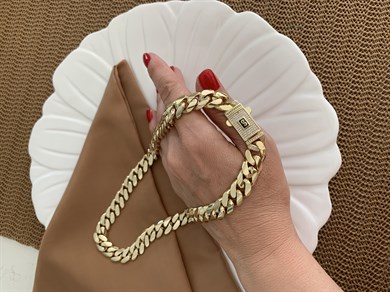 Vip Gold Kalın Kesme Zincirli Gurmet Kolye