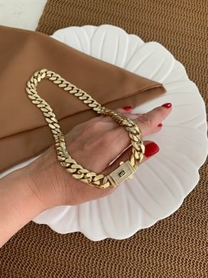 Vip Gold Kalın Kesme Zincirli Gurmet Kolye