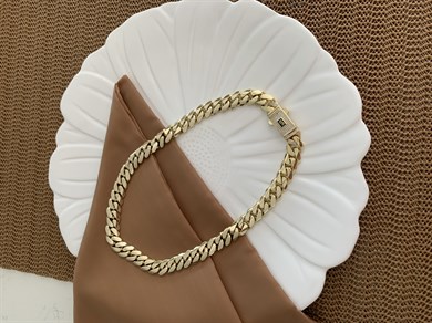 Vip Gold Kalın Kesme Zincirli Gurmet Kolye