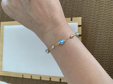 Vip Gold Kapsül Nazar Boncuk Sıralı Bileklik