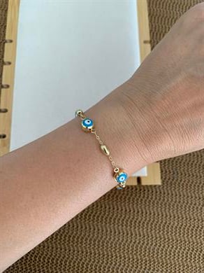 Vip Gold Kapsül Nazar Boncuk Sıralı Bileklik