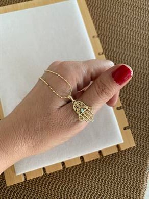 Vip Gold Kapsül Zincir Fatma Ana Eli Kolye