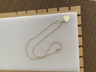 Vip Gold Kapsül Zincirli Plaka Kalp Kolye