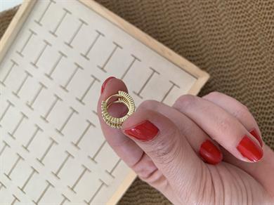 Vip Gold Kare Baget Taş Mini Halka Küpe