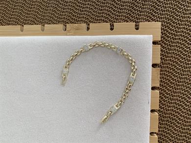Vip Gold Kare Düğüm Gömme Taşlı Kare Zincir Bileklik