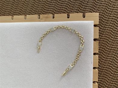 Vip Gold Kare Düğüm Gömme Taşlı Kare Zincir Bileklik