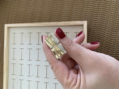 Vip Gold Kare Plaka Zirkon Taşlı U Küpe