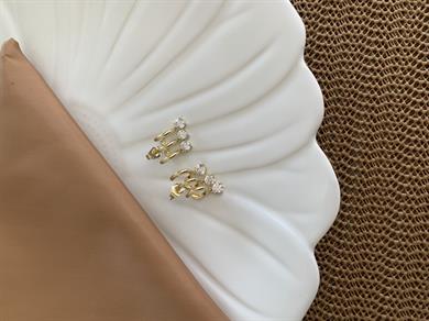 Vip Gold Kare Tek Taş Sallantılı Tasarım Küpe