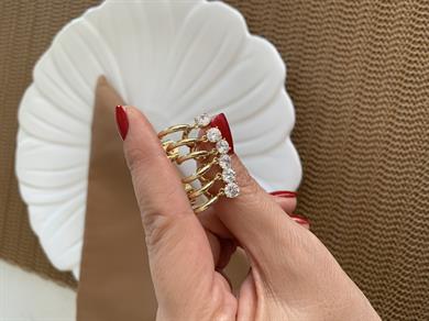 Vip Gold Kare Tek Taş Sallantılı Tasarım Küpe