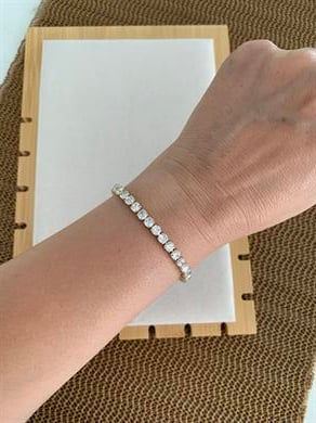 Vip Gold Kare Tek Taş Su Yolu Sıralı Bileklik