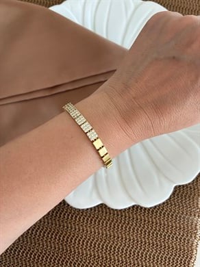 Vip Gold Kare Zirkon Taşlı Plaka  Bileklik