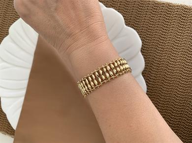 Vip Gold Kenarı Topçuk Detay V Sıralı Tasarım Bileklik