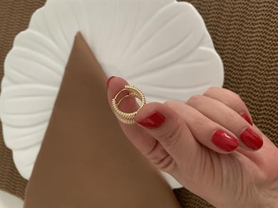 Vip Gold Kıvrımlı Burgu Halka Küpe