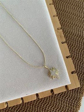 Vip Gold Kıvrımlı Zincirli Zirkon Taş Kutup Yıldız Kolye