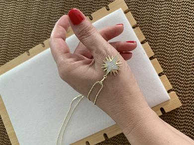 Vip Gold Kıvrımlı Zincirli Zirkon Taş Kutup Yıldız Kolye