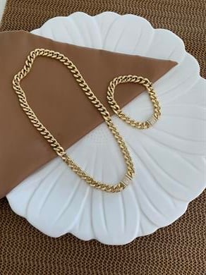 Vip Gold Klasik Zincir Zirkon Taşlı Gurmet Bileklik Set Kolye