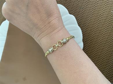 Vip Gold Klasik Zincir Zirkon Taşlı Küçük Aslan Figürlü Bileklik