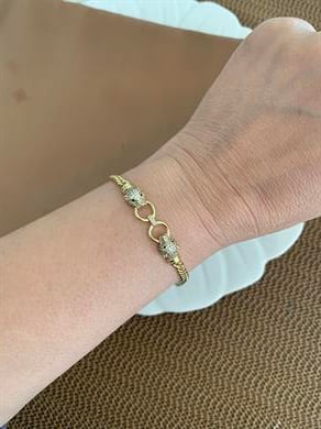 Vip Gold Klasik Zincir Zirkon Taşlı Küçük Aslan Figürlü Bileklik