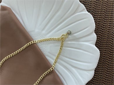 Vip Gold Klasik Zincir Zirkon Taşlı Mavi Nazar Top Kilit Uçlu Kolye