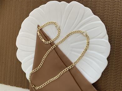 Vip Gold Klasik Zincirli Kalp Kolye Bileklik Set