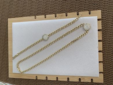 Vip Gold Klasik Zirkon Taşlı Beşgen Kolye Bileklik Set