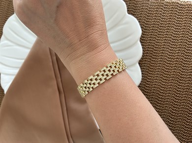 Vip Gold Komple Zirkon Taşlı Kalın Hasır Bileklik