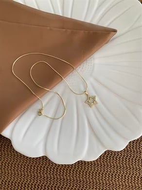 Vip Gold Küp İtalyan Zincir Zirkon Taşlı Yıldız Kolye