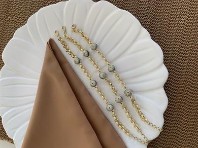 Vip Gold Mavi Nazar Top Sıralı Bileklik