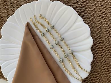 Vip Gold Mavi Nazar Top Sıralı Bileklik