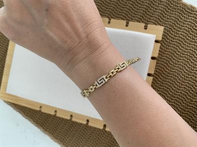 Vip Gold Mini Badem Zincir Zirkon Taşlı S Sıralı Bileklik