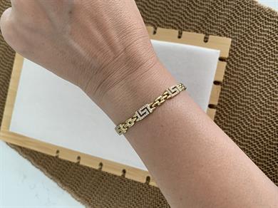 Vip Gold Mini Badem Zincir Zirkon Taşlı S Sıralı Bileklik