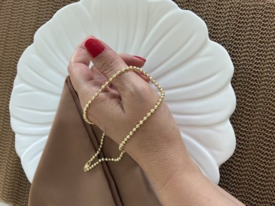 Vip Gold Mini Topçuk Zincirli Kolye